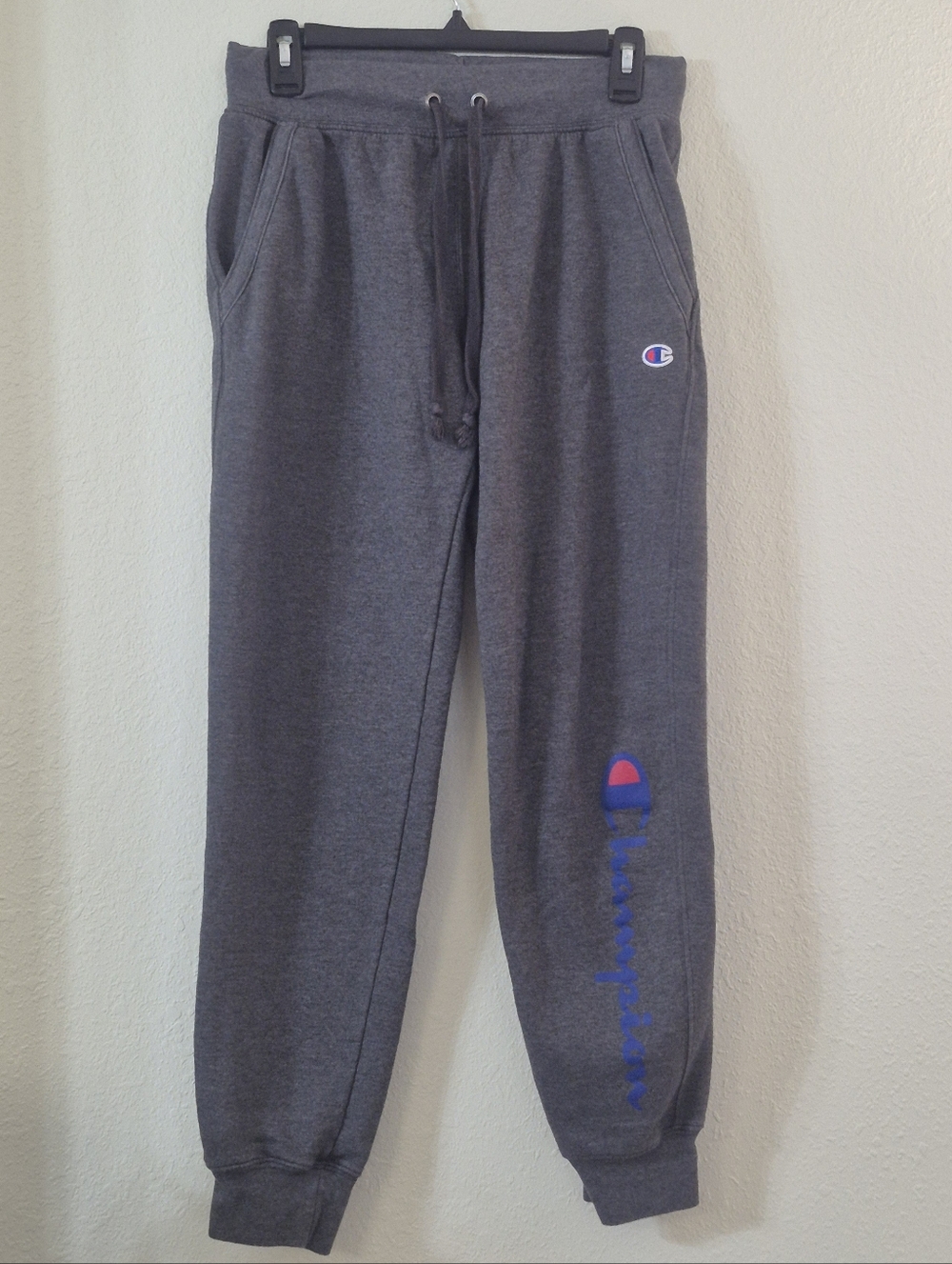 Champion Gray Sweatpants with Blue & Red Logo